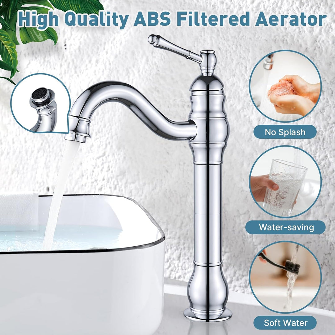 Namuoto Wasserhahn Bad Hoch 360° Drehbar Hoch Waschtischarmatur, Einzelgriff WasserhäHne Bad Waschti