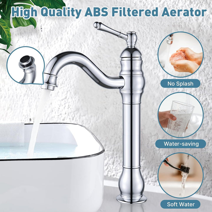 Namuoto Wasserhahn Bad Hoch 360° Drehbar Hoch Waschtischarmatur, Einzelgriff WasserhäHne Bad Waschti
