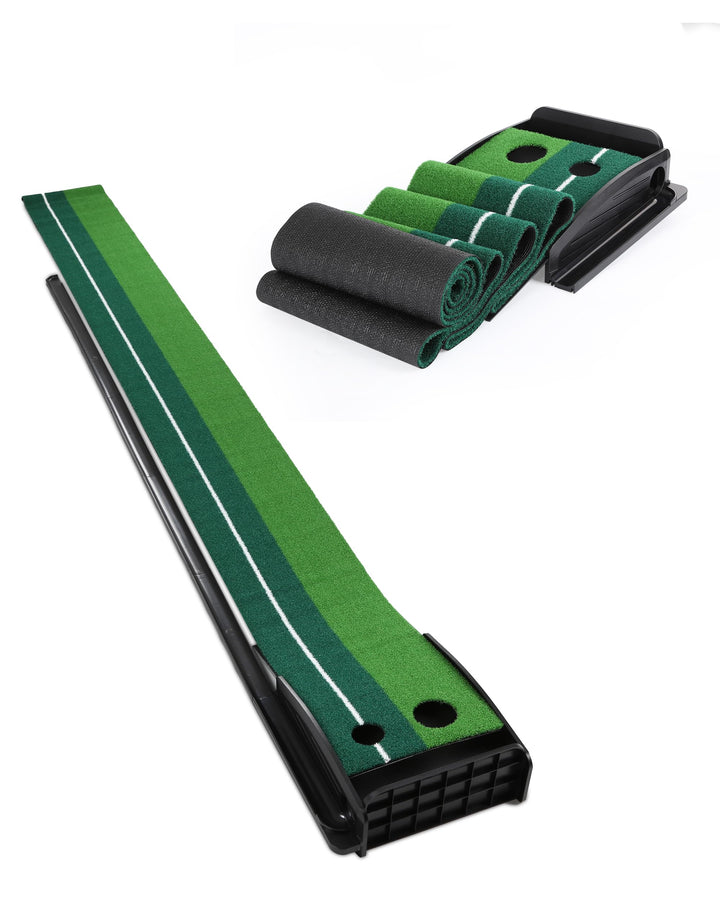 Signstek Golf Putting Matte mit automatischer Ballrückgabe Schwarz - Ohne Bälle, Selbstmontage, Schw