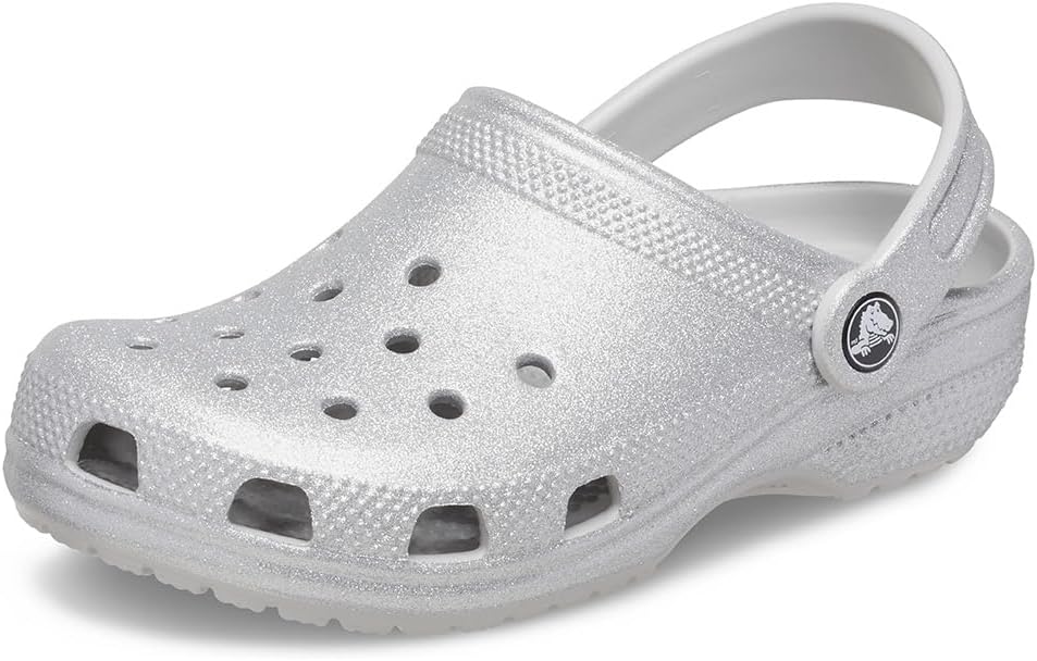 Crocs Unisex Kinder Classic Glitter Clog K 25/26 EU Silber Glitter, 25/26 EU Silber Glitter