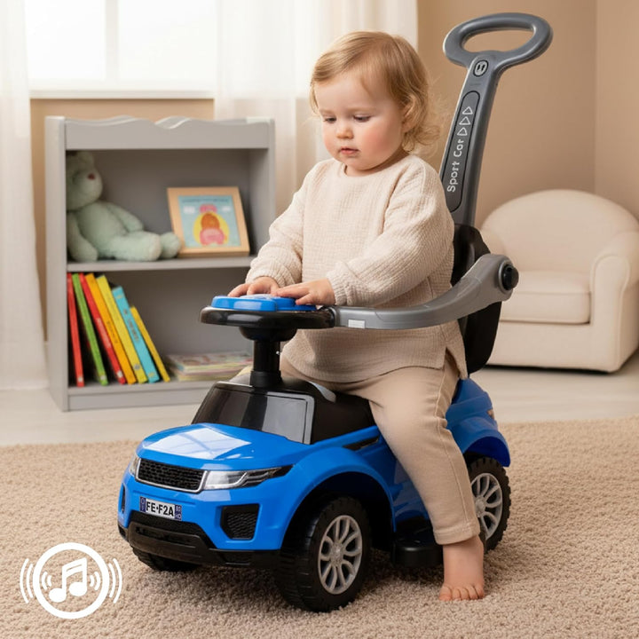 4in1 Kinderauto Rutschauto ab 2 Jahre und Schiebeauto mit Hupe und Musik, Rutschauto mit Stauraum un