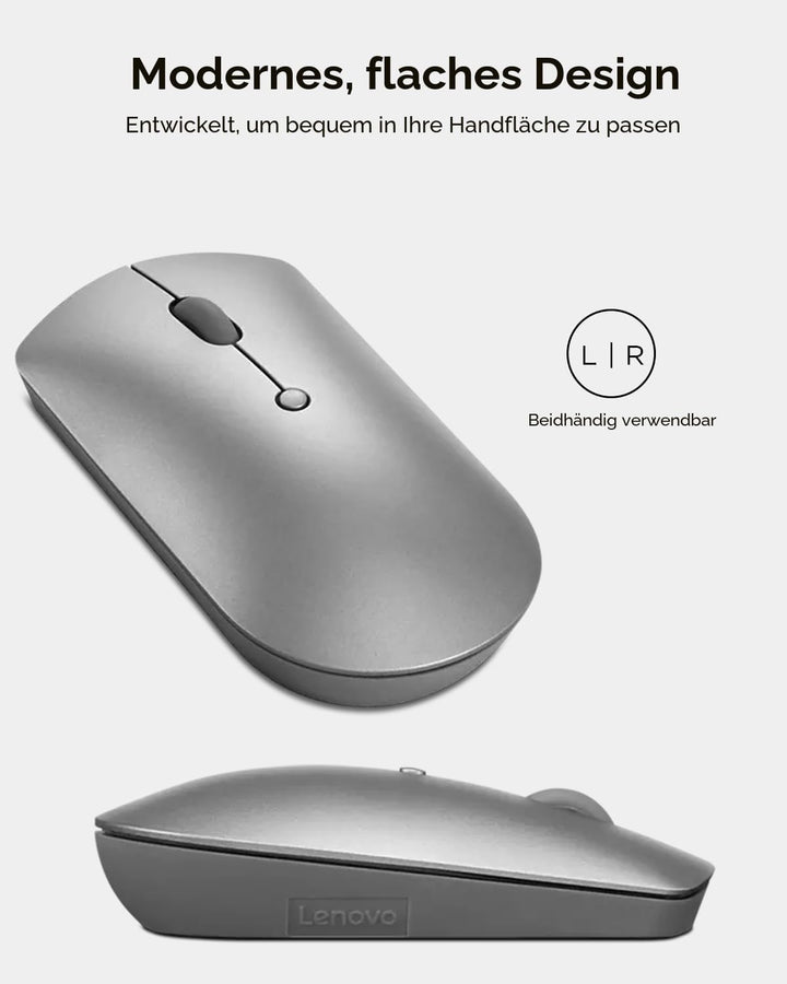 Lenovo [Maus] 600 Geräuschlose Bluetooth-Maus, works with Chromebook (WWCB), grau Grau/als Heather O