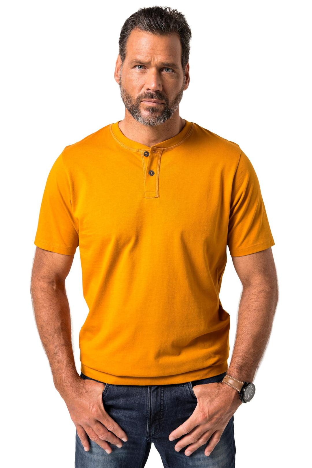 JP 1880 Herren grosse Grössen Übergrössen Menswear L-8XL Henley, Bauchfit, Halbarm, Rundhals 818628
