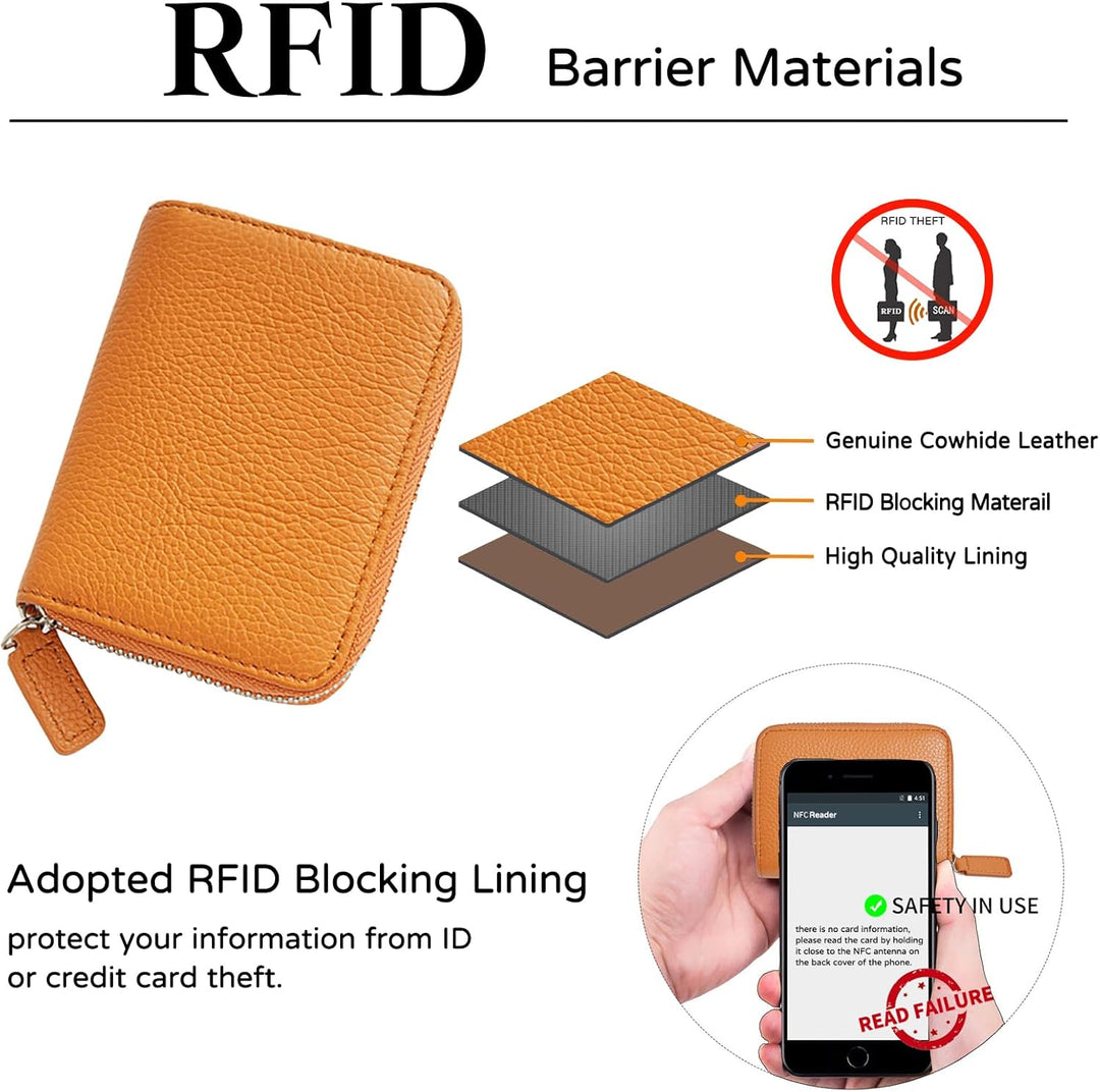 PORRASSO Kreditkartenetui Leder Münzbörse Kartenetui Kartenmappe mit RFID Blocker Klein Geldbörse Po