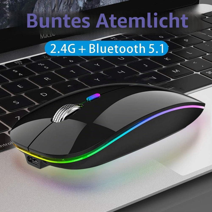 Uiosmuph Bluetooth Maus Kabellose, LED Funkmaus wiederaufladbar Leise Wireless Mouse 2.4GHz Kabellos