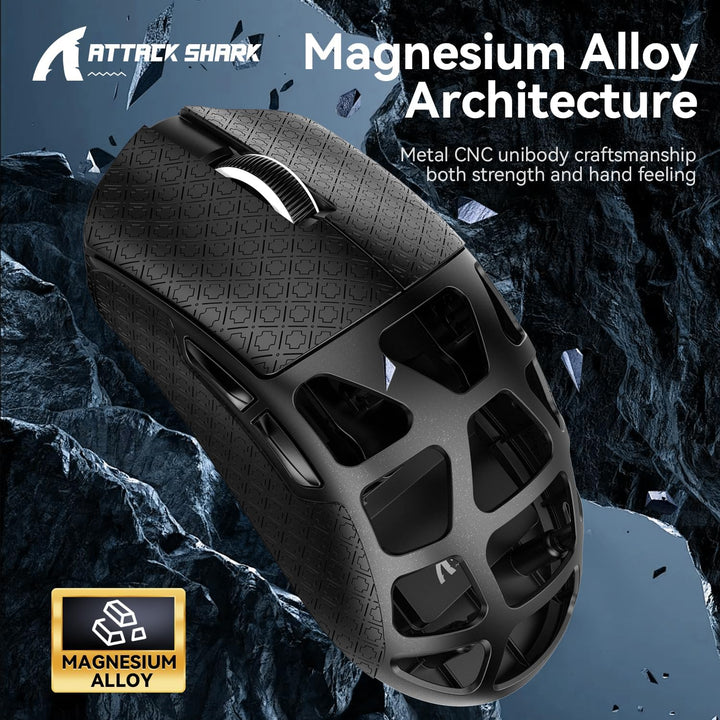 ATTACK SHARK R3 Magnesiumlegierungsmaus, kabellose 8K-Maus, 46 g SUPERLIGHT-Maus, PixArt PAW3395-Gam