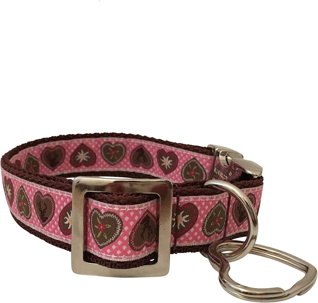 Jimmy und Katz Hundehalsband Alpenliebe Pink 26-40cm x 2cm Rosa, Rosa