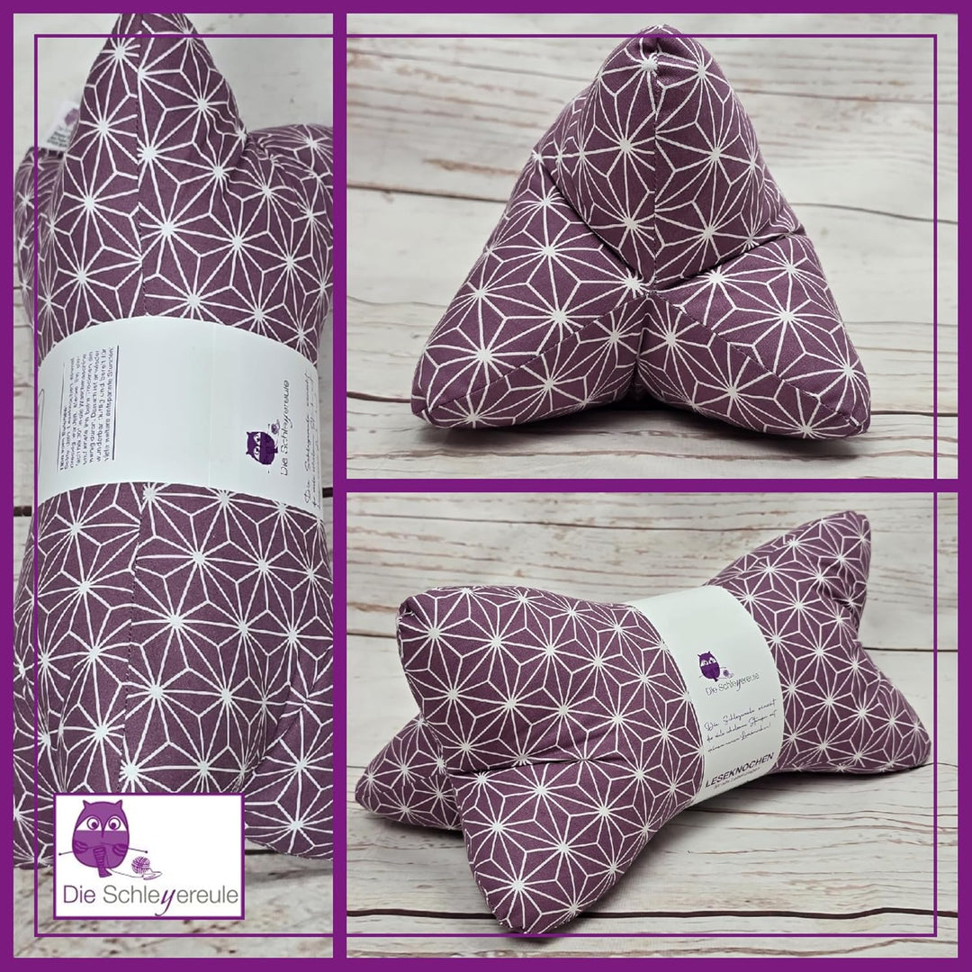 Leseknochen Nackenkissen Handmade in D, waschbar (Origami Lila), Origami Lila