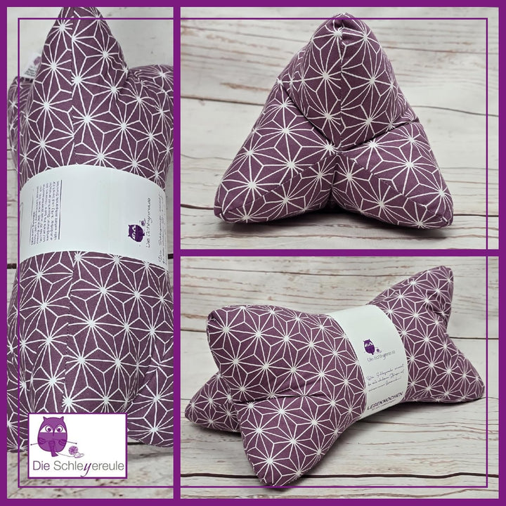 Leseknochen Nackenkissen Handmade in D, waschbar (Origami Lila), Origami Lila