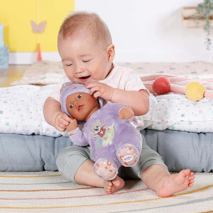 BABY born Sleepy for babies 30cm, weiche Stoffpuppe in lila mit herunterziehbarer Mütze und integrie