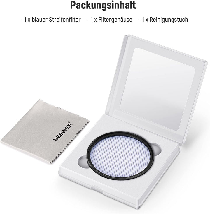 NEEWER 49mm Blue Streak Anamorphic Filter optisches HD Glas, um 360 ° drehbarer Anamorpher Streulich