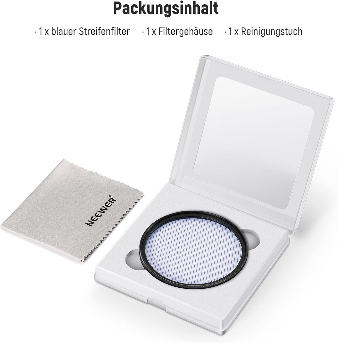 NEEWER 52mm Blue Streak Anamorphic Filter optisches HD Glas, um 360 ° drehbarer Anamorpher Streulich