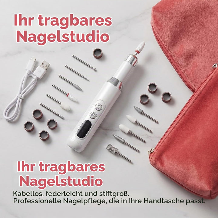 Elektrischer Nagelfräser Kabellos, 45000 U/min Professionelles Nagelfeile Set für Gelnägel &amp; Acrylnä