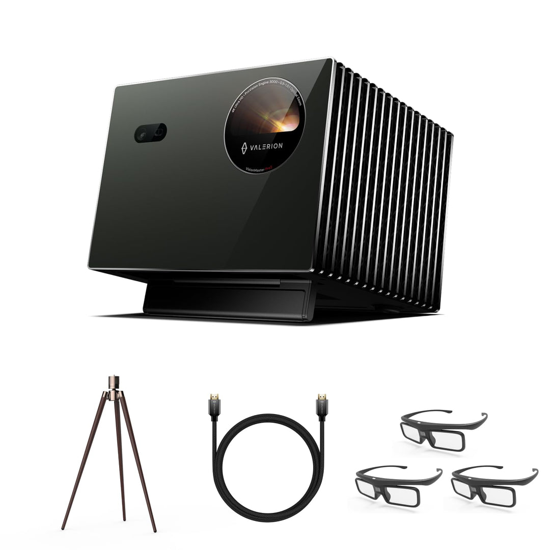 Valerion Heimkino Stativ-Bundle – Sofort einsatzbereit mit VisionMaster Pro2 4K Triple Laser Projekt