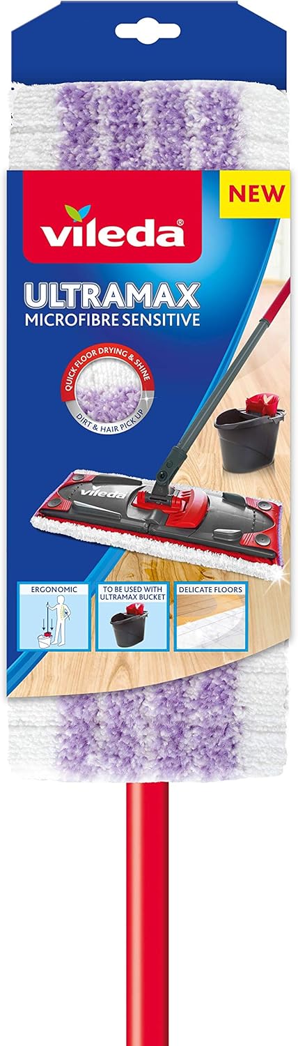 Vileda Ultramax Sensitive Special Parquet – Flacher Mopp – Bezug Mikrofaser Sensitive Ultramax Spezi