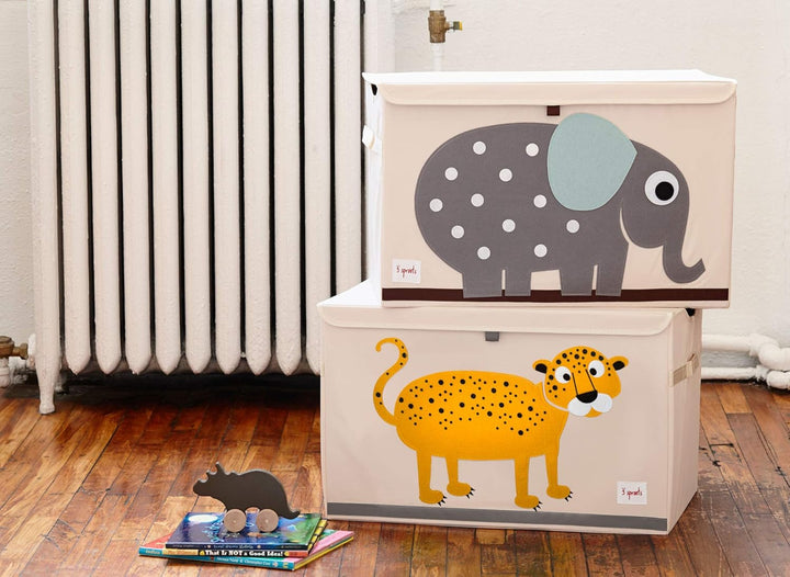 3 Sprouts - Spielzeugtruhe für Kinder - Ablagetruhe für Jungen- und Mädchenzimmer, Leopard, Leopard
