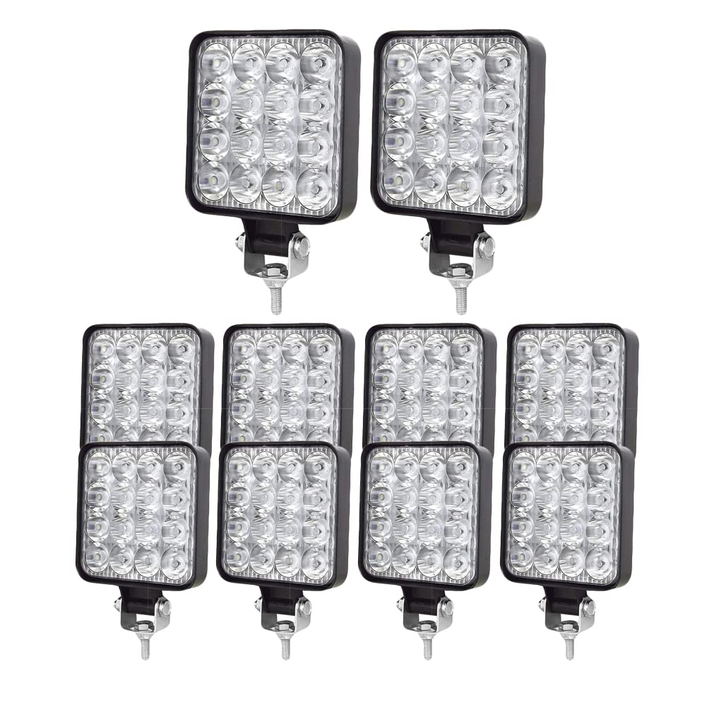Boncak LED Arbeitsscheinwerfer, 10 X 48W Quadrat 3.3” Zusatzscheinwerfer Scheinwerfer Flutlicht Refl