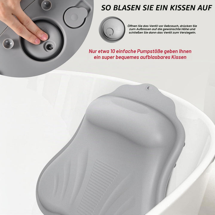 Silikon Badewannenkissen, Mit druckbarem Luftkissen, 32 kraftvolle Saugnäpfe,Weiches und Komfortable