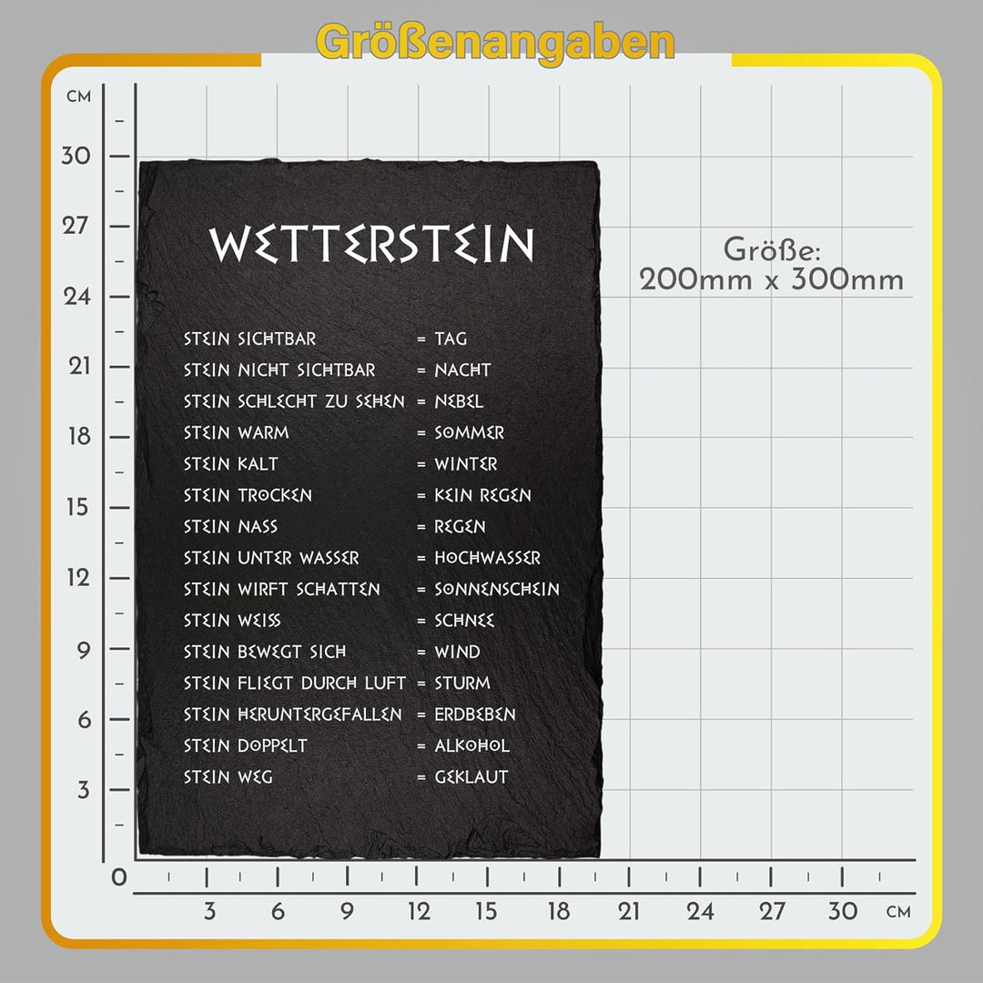 Finest Folia Wetterstein Wetterstation 20x30cm Schieferplatte für Garten Balkon Deko Schiefertafel T