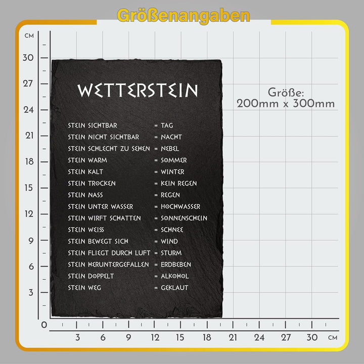 Finest Folia Wetterstein Wetterstation 20x30cm Schieferplatte für Garten Balkon Deko Schiefertafel T