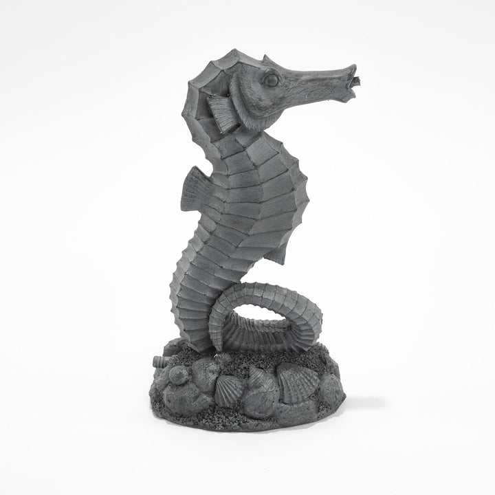 Esotec Wasserspeier-Figur Seepferdchen Ida, Einzelfigur mit Schlauch, Altkupfer-Design, Brunnenfigur