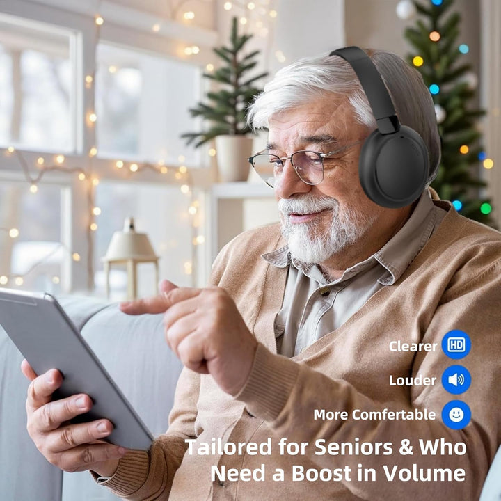 Kabellose TV-Kopfhörer für Senioren mit Sender-Ladestation, 2.4 GHz RF & Bluetooth 5.3 für Fernseher