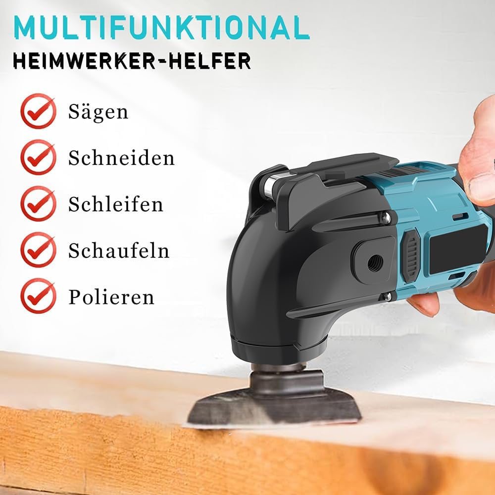 Multifunktionswerkzeug Akku für Makita 18V Akku, Bürstenlos Oszillierwerkzeug mit 2 x 3.0AH Akku und