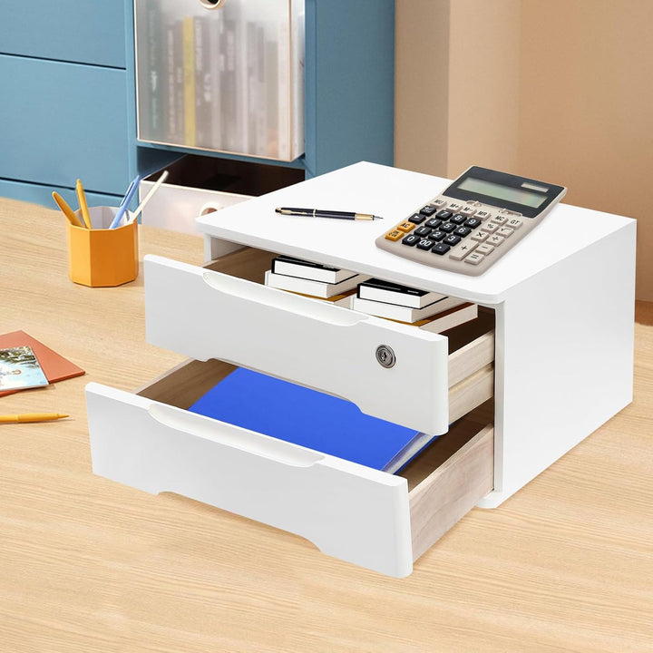 2 Schicht Desktop Storage Box, Desktop Storage Box mit abschliessbarer Schublade, Bürobedarf Schubla