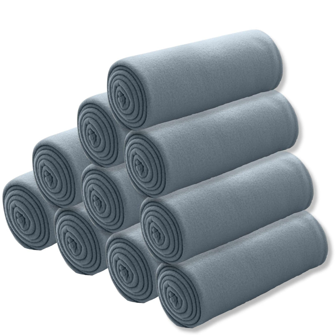 wometo 10er Vorteilspack Fleecedecke130x160 ca. 400g mit Anti-Pilling und Kettelrand grau,