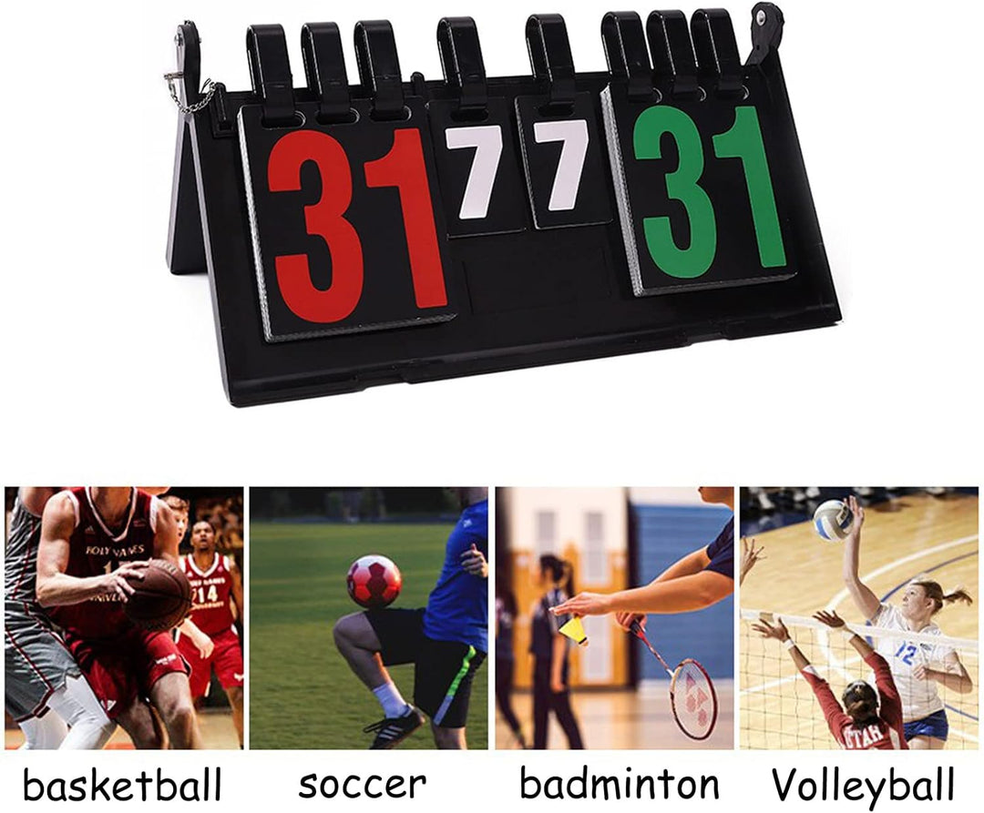 JasCherry Tragbare Flip Sport Anzeigetafel 4 Stellig Wettkämpfe Kerbe Zähltafel für Volleyball Badmi