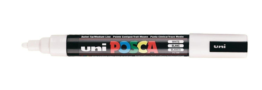 New , uni Posca PC5M Marker Medium Tip Line Width 1.8-2.5mm White Ref 9002111 [Pack 12] by Uni-ball