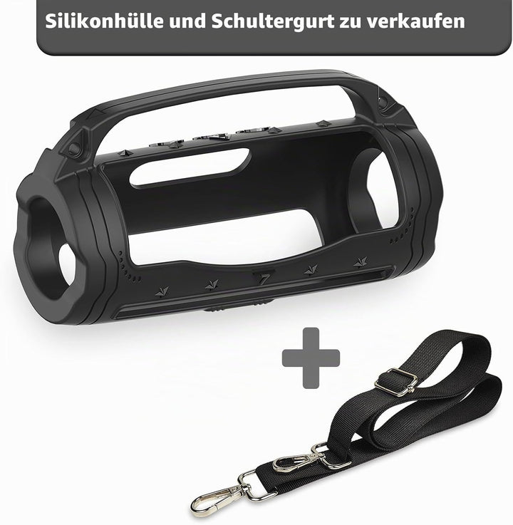 Silikon Schutzhülle für JBL Flip 7 Lautsprecher – Stossfeste Tragetasche mit Abnehmbarem Schultergur