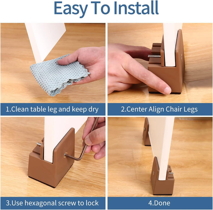 Ezprotekt Verstellbare Betterhöhungen mit Schraubklemme, 4"/10.2 cm Höhe, strapazierfähige Sofatisch