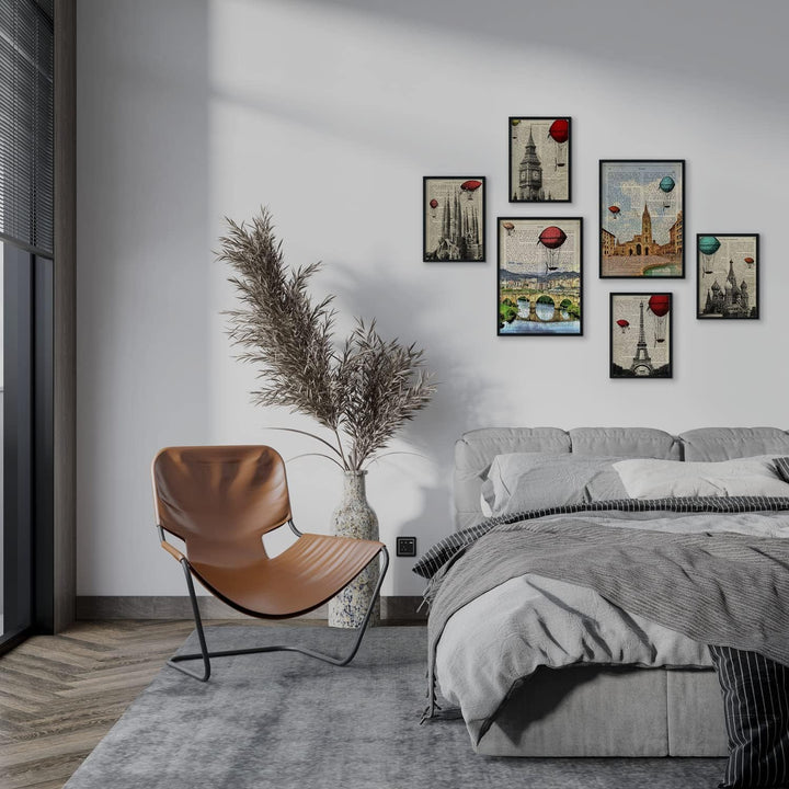 Nacnic Set von 6 Poster von Vintage Cities. Sammlung von Platten mit ästhetischer Collage für Innend