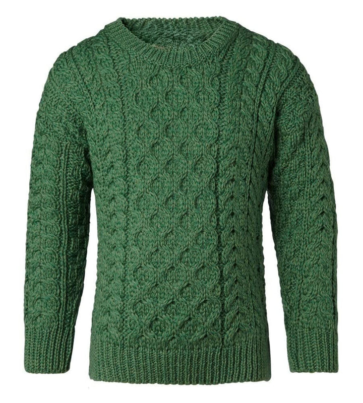 Irischer Aran Pullover Strickpullover Wollpullover Sweater mit Rundhalsausschnitt aus Merinowolle fü