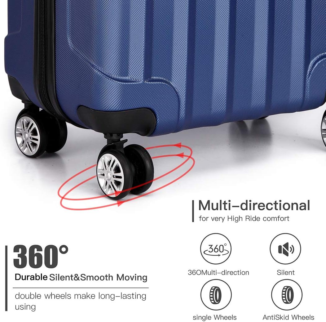 KONO Handgepäck Koffer Trolley ABS+PC Leicht Kabinenkoffer Reisekoffer mit 4 Rollen und Zahlenschlos