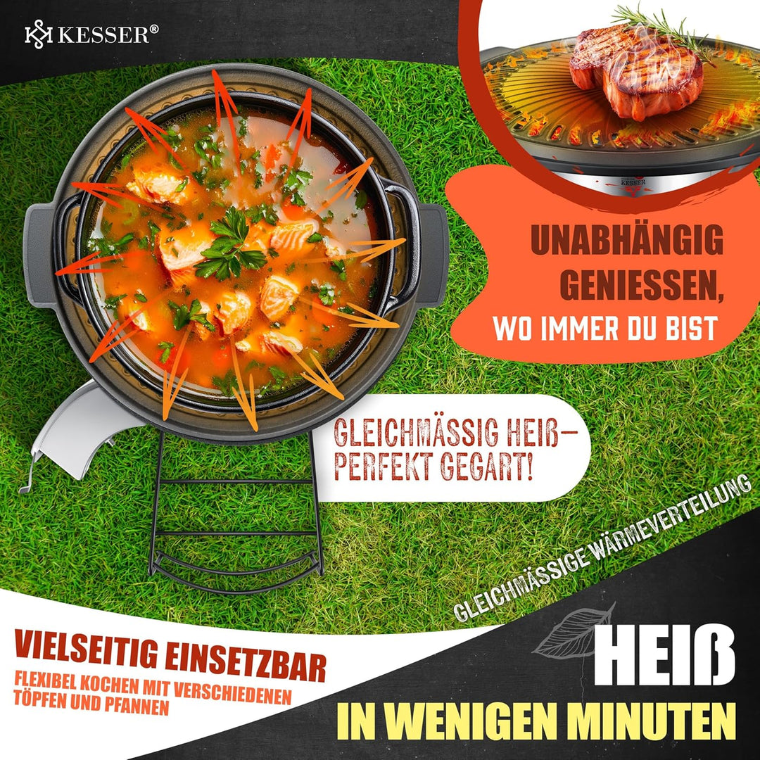 KESSER® Grillplatte für Raketenofen, Dutch Oven BBQ Rakete Holzofen Camping Campingkocher Campinggri