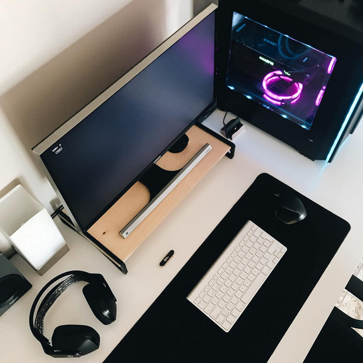 BOREEN Monitorständer für Laptop, PC und Laptop, aus natürlichem Holz.