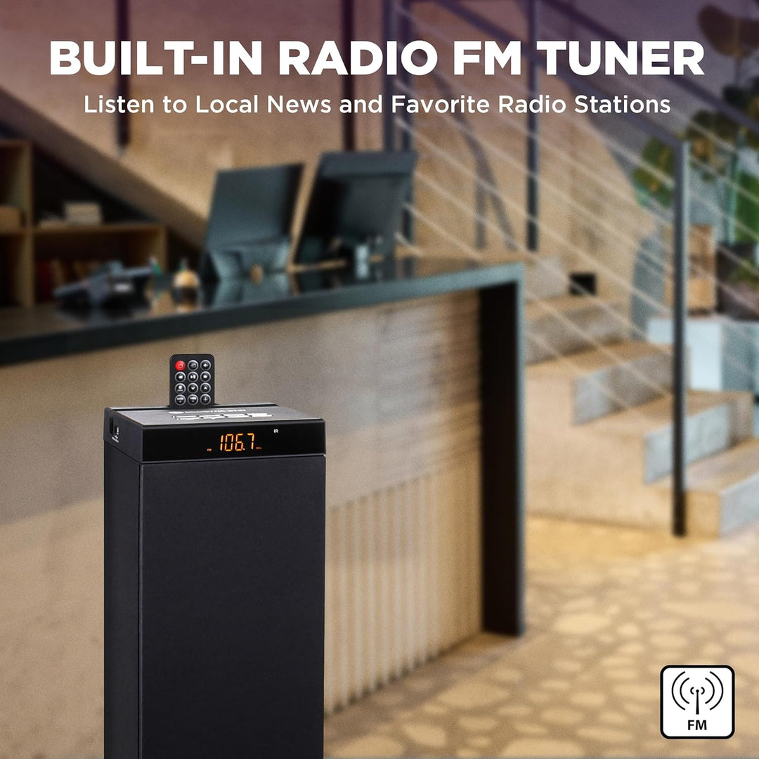 GOgroove Bluetooth Turm Lautsprecher mit integriertem Subwoofer - Standlautsprecher mit Bass und Dua