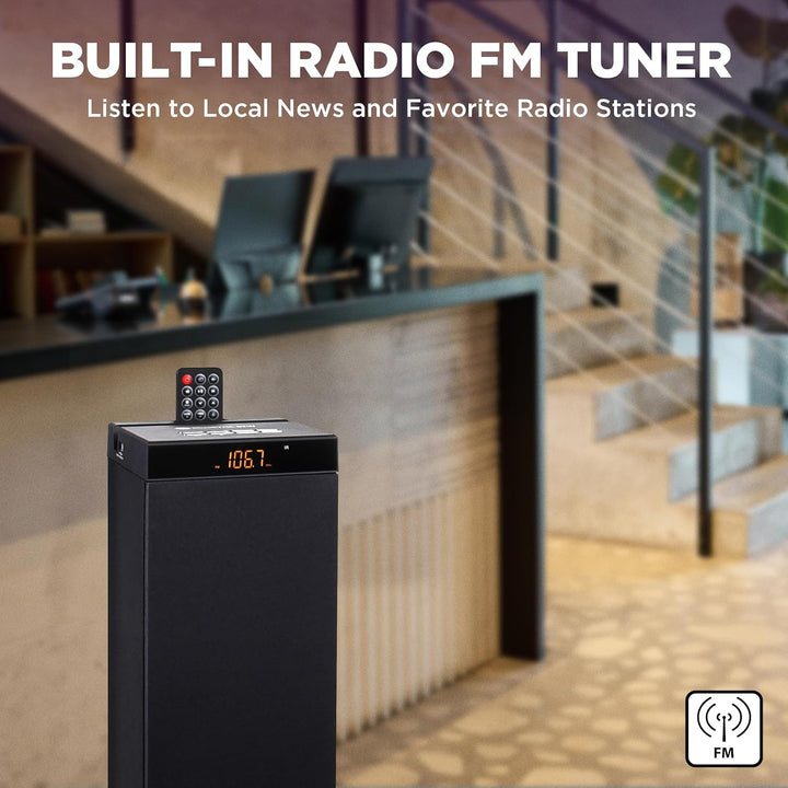 GOgroove Bluetooth Turm Lautsprecher mit integriertem Subwoofer - Standlautsprecher mit Bass und Dua