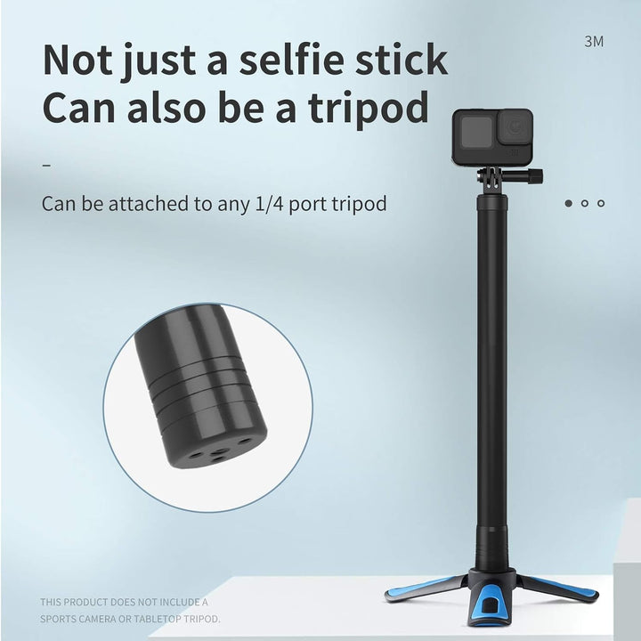 TELESIN 3M/118 Langes Carbon-Handheld-Selfie-Stick Ausziehbares Pol-Einbeinstativ für GoPro Max Hero