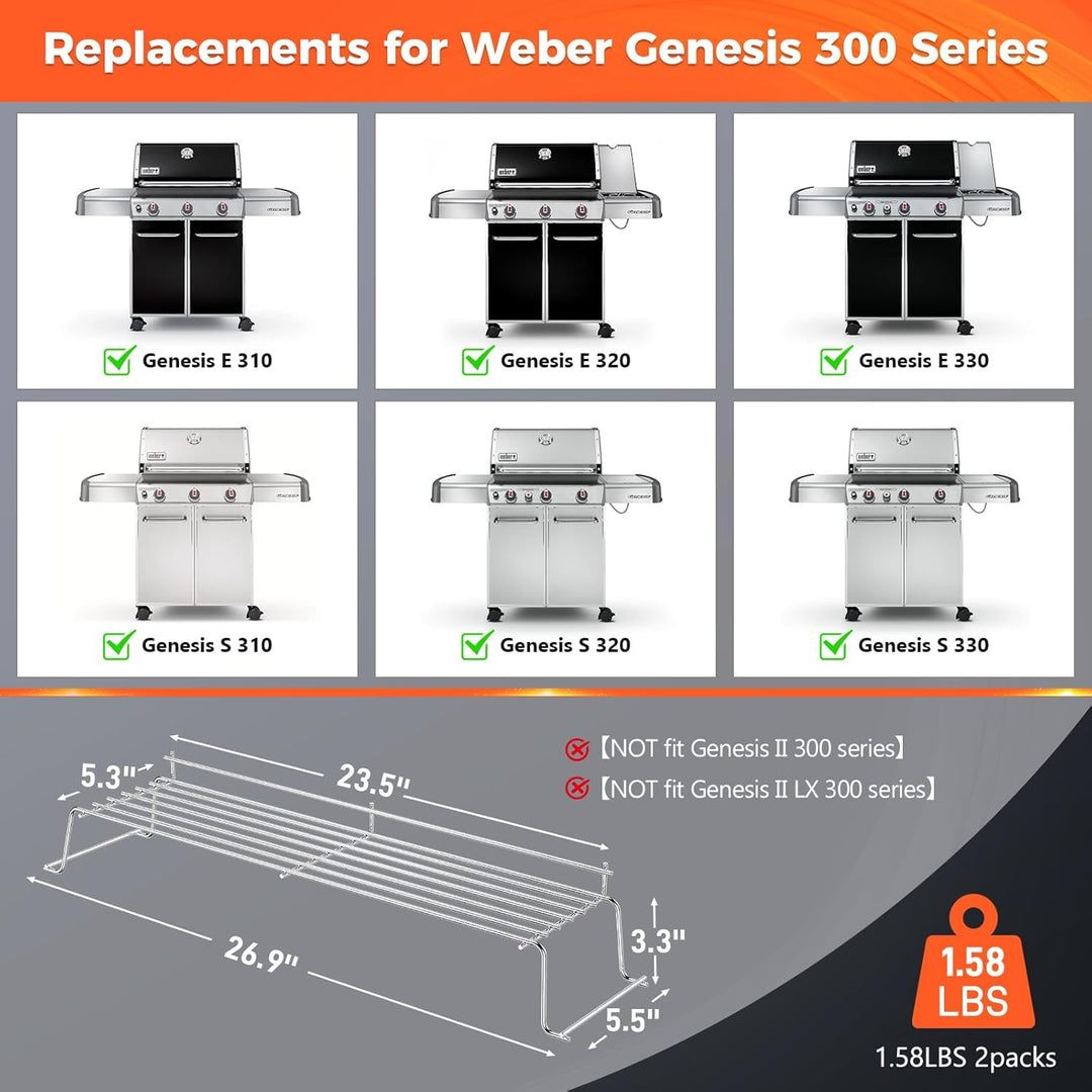 QuliMetal 67,9cm Edelstahl Warmhalterost Passend für Weber Genesis 300 Serie E320 E330 S310 S320 S33