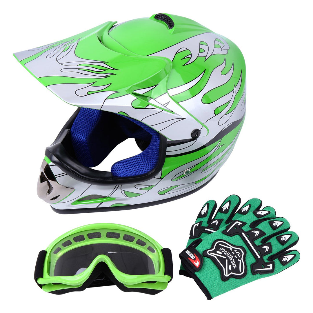 Samger DOT Jugend Kinder Off Road Helm Motocross Helm Dirt Bike ATV Motorradhelm Handschuhe+Brille S