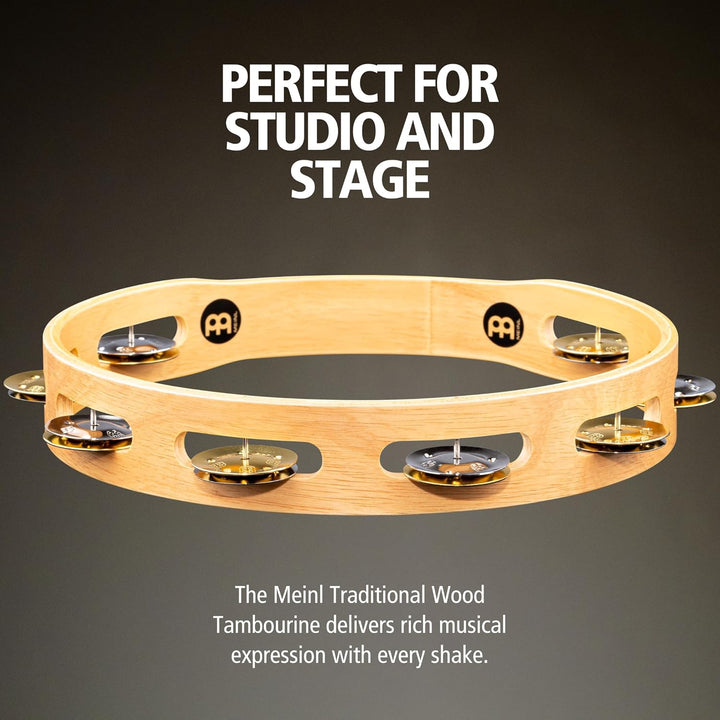Meinl Percussion TA1M-SNT Recording-Combo Wood Tambourine (1-reihig), 25,40 cm (10 Zoll) Durchmesser