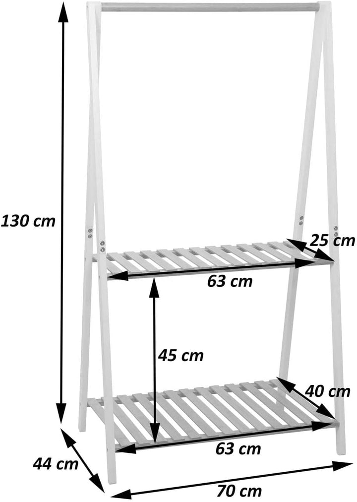 Mendler Bambus Pflanzenregal HWC-Q32, Blumentreppe Pflanzentreppe Badregal, Stange 2 Ablagen 130x70x