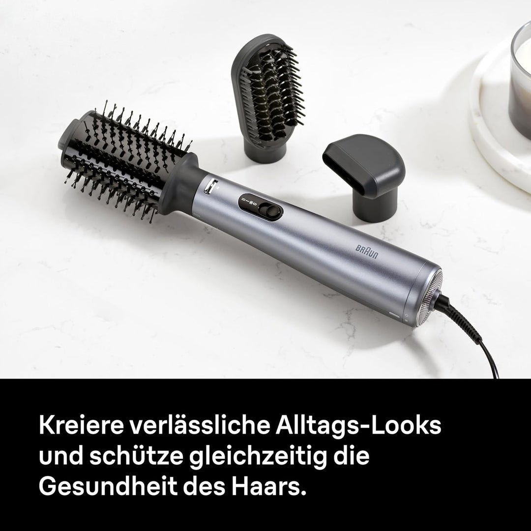 Braun Warmluftbürste AS4.3, Leichter Heissluft-Styler mit Rundbürste, Glättbürste und Trockenaufsatz