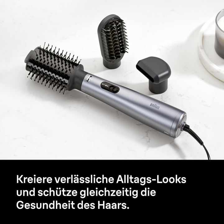 Braun Warmluftbürste AS4.3, Leichter Heissluft-Styler mit Rundbürste, Glättbürste und Trockenaufsatz