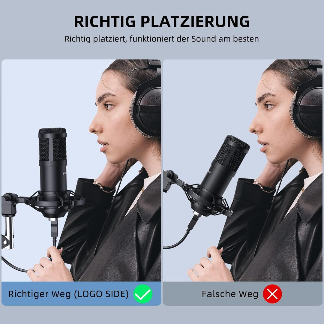 SUDOTACK USB Gaming Mikrofon, Professionelles Mikrofon PC Kondensator mit Arm, Popfilter, Mikrofonsp