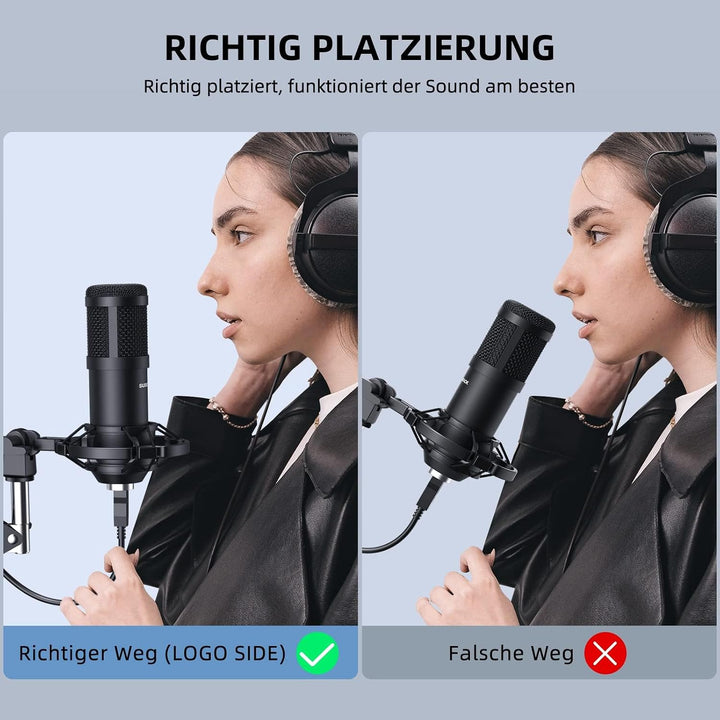SUDOTACK USB Gaming Mikrofon, Professionelles Mikrofon PC Kondensator mit Arm, Popfilter, Mikrofonsp