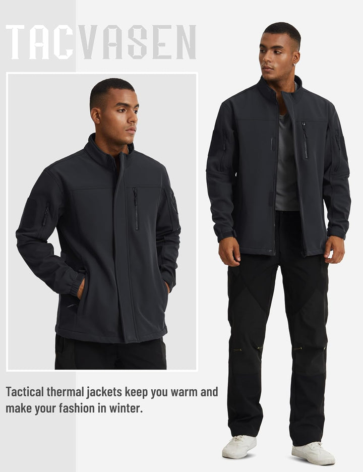 TACVASEN Herren Softshell Jacke Winddichte Warme Fleece Outdoorjacke Übergangsjacke mit Reissverschl
